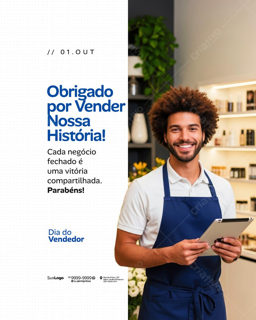 Flyer Dia do Vendedor Agradecimento PSD Editável
