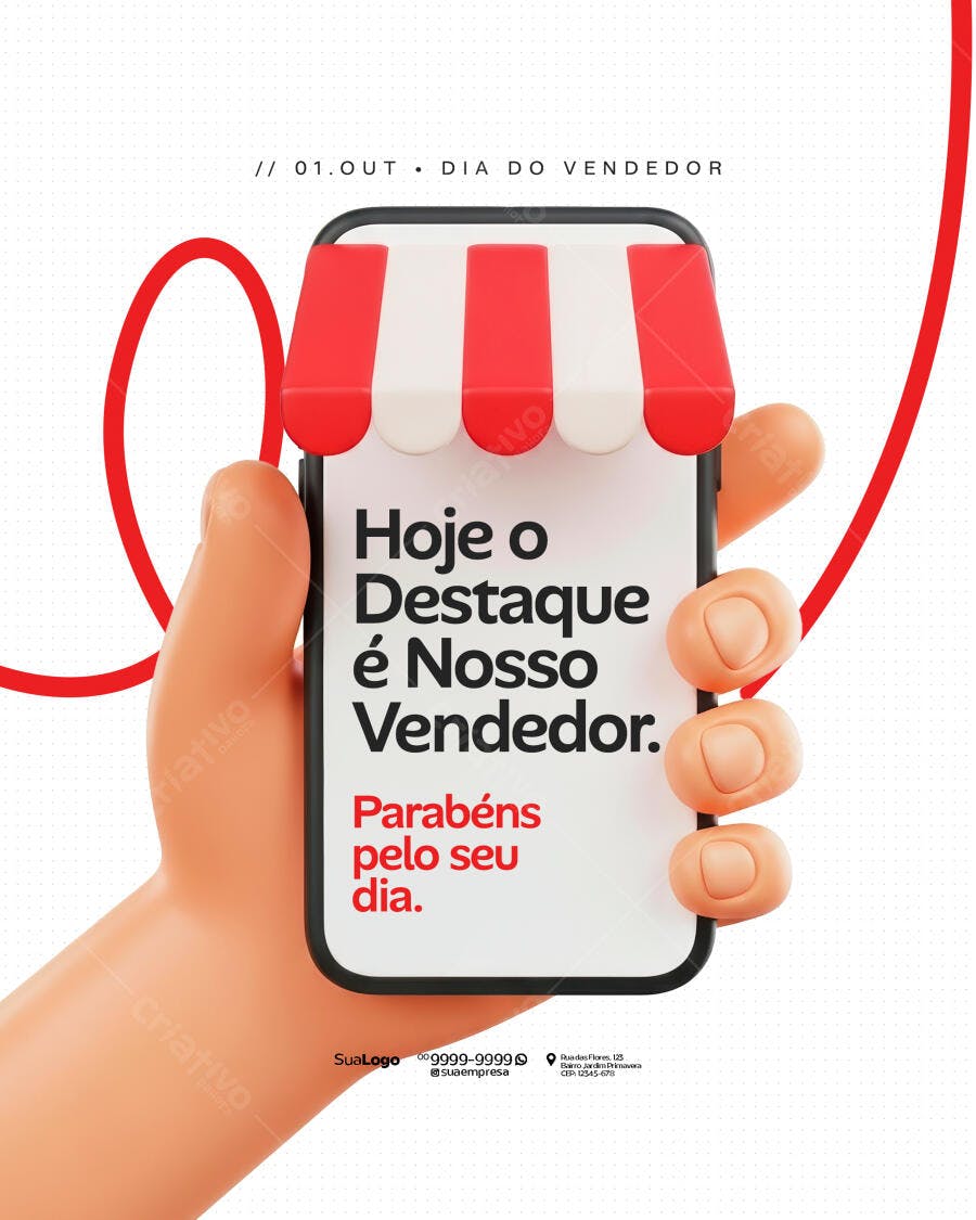 Post Redes Sociais para Dia do Vendedor PSD Editável