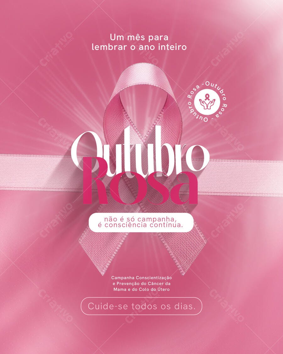 Flyer Outubro Rosa Conscientização Câncer de Mama PSD Editável