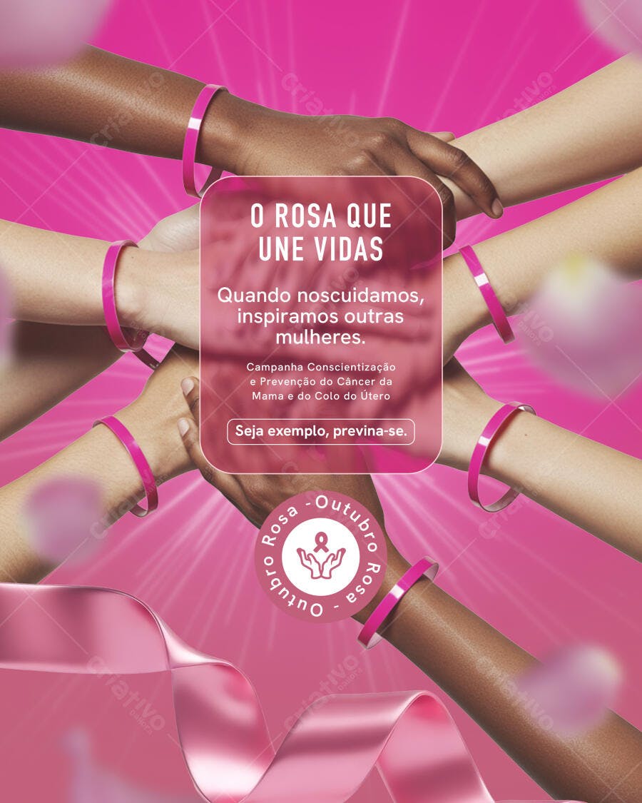 Flyer Outubro Rosa Conscientização e Prevenção PSD Editável