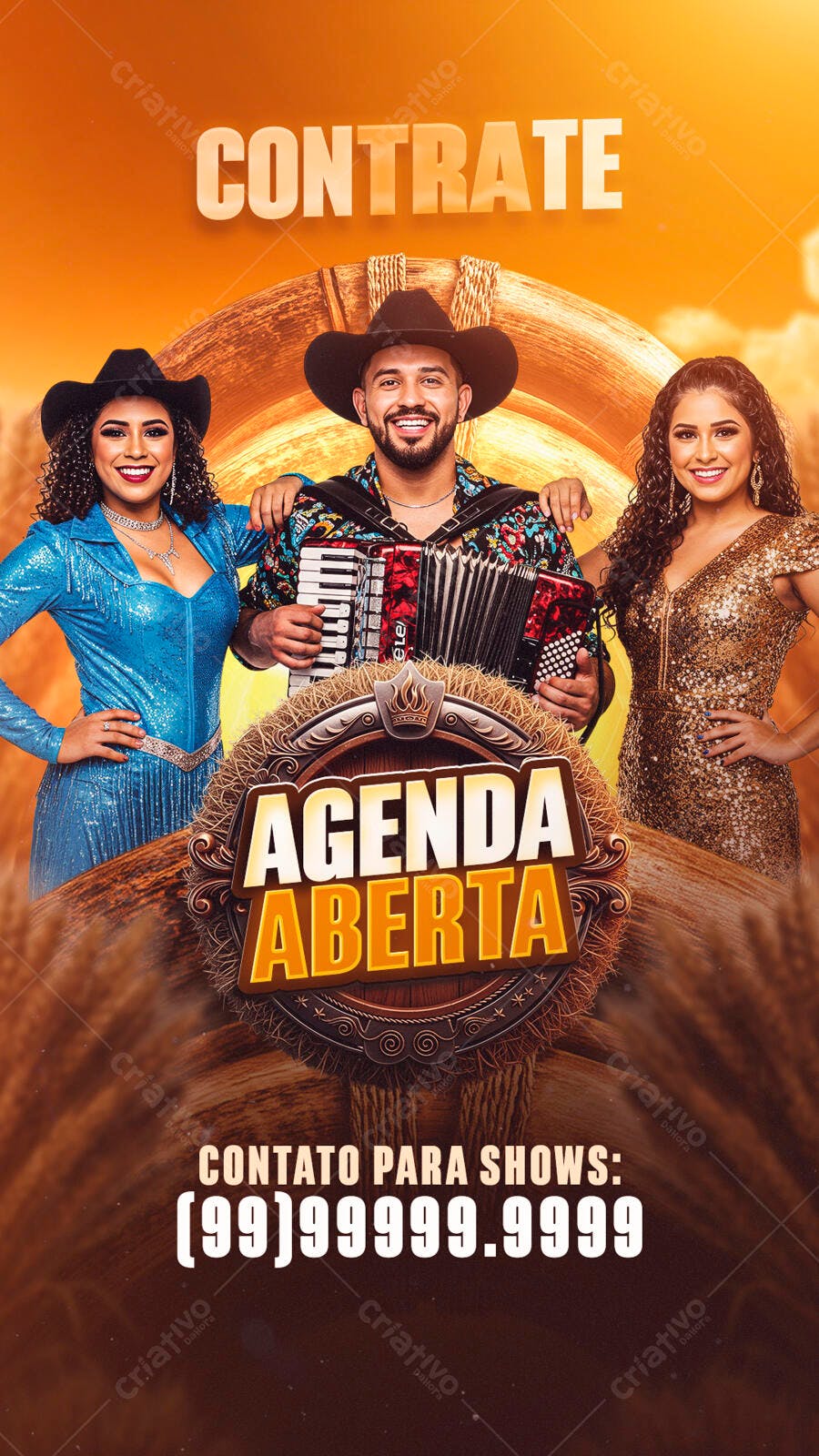 Flyer Divulgação Banda Sertaneja Contrate Agenda Aberta PSD Editável