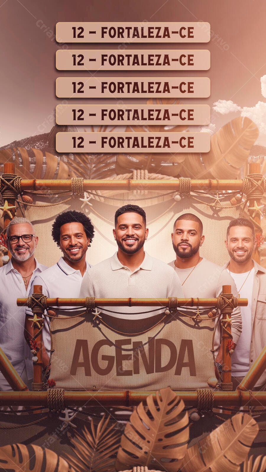 Flyer Agenda de Eventos Masculino Fortaleza Psd Editável