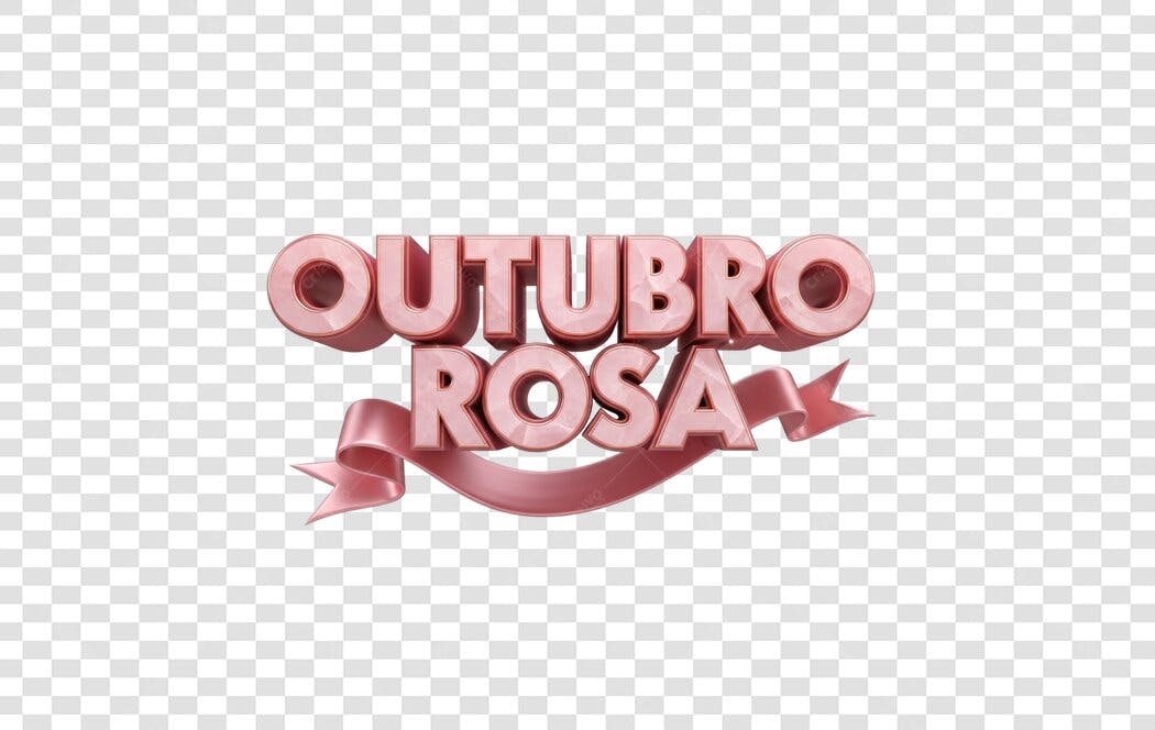 Símbolo Outubro Rosa 3D rosa PNG com fundo transparente