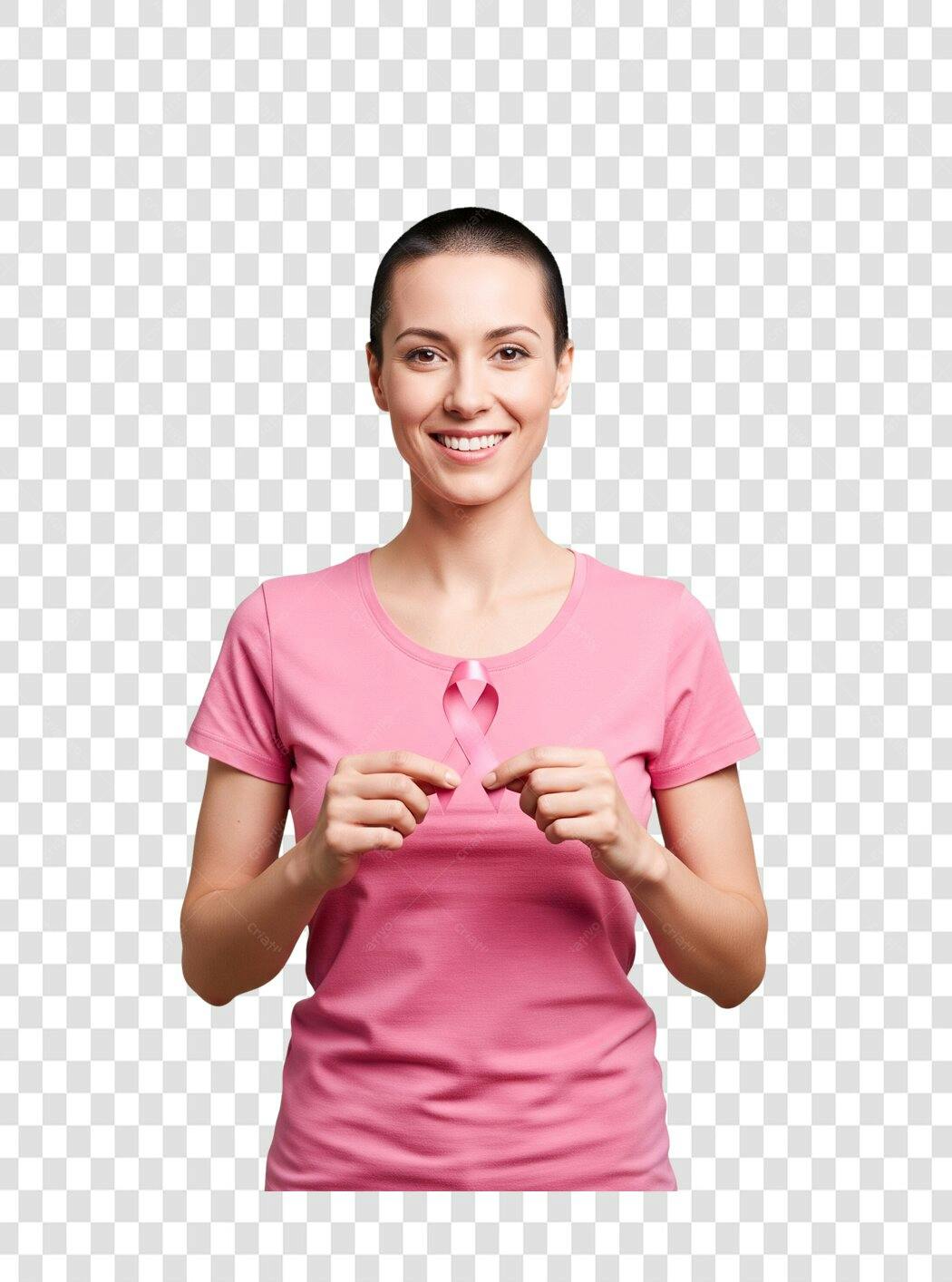 Post Outubro Rosa Mulher Laço Rosa Câncer de Mama PNG com fundo transparente