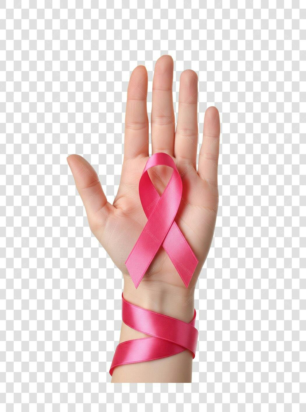 Gráfico Outubro Rosa Mão Fita Rosa Conscientização Câncer Mama PNG com fundo transparente