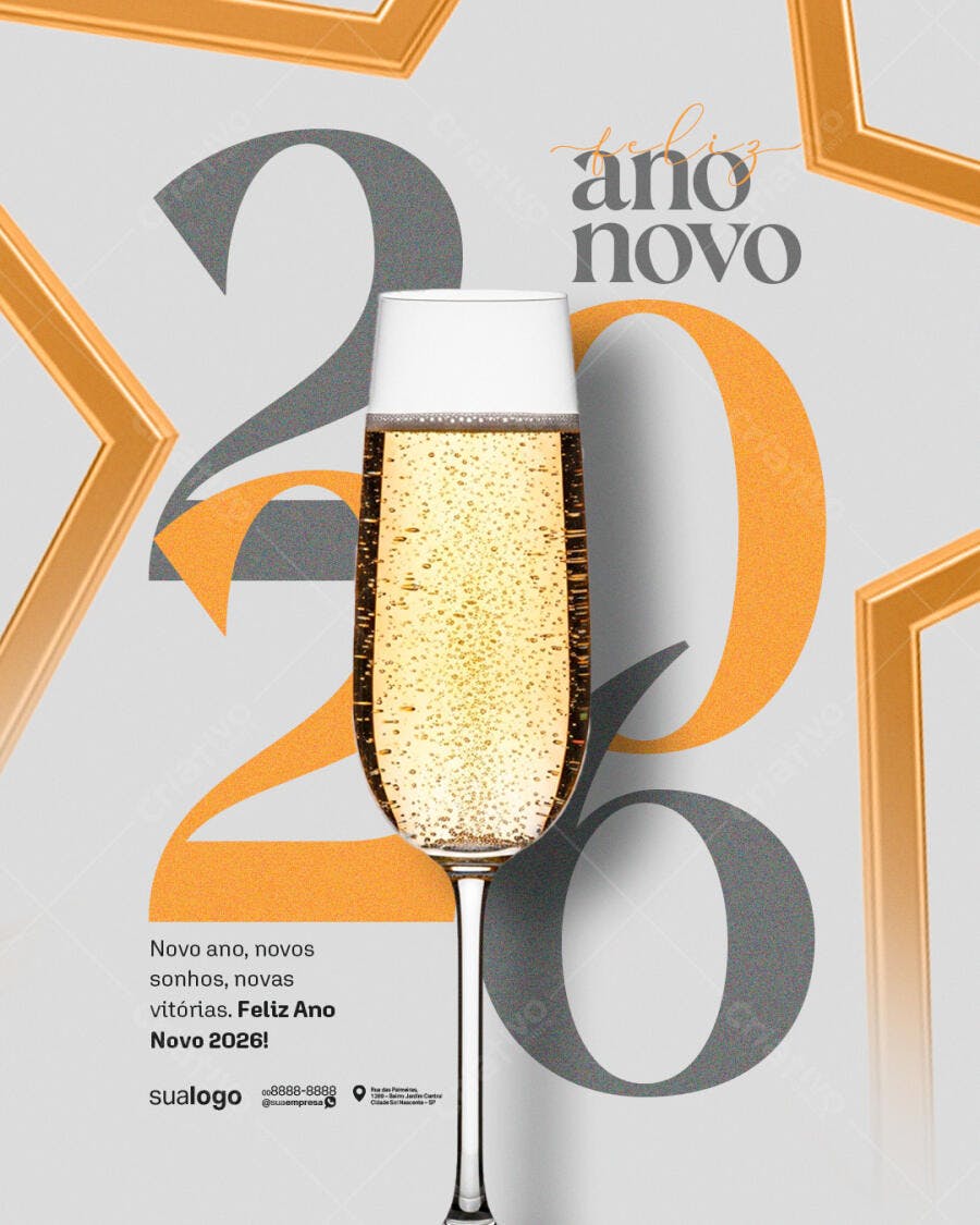 Post Redes Sociais para Ano Novo 2026 PSD Editável
