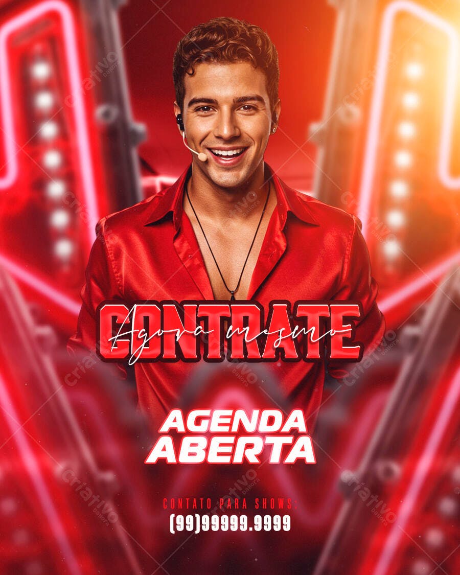 Flyer Contrate Cantor Agenda Aberta PSD Editável