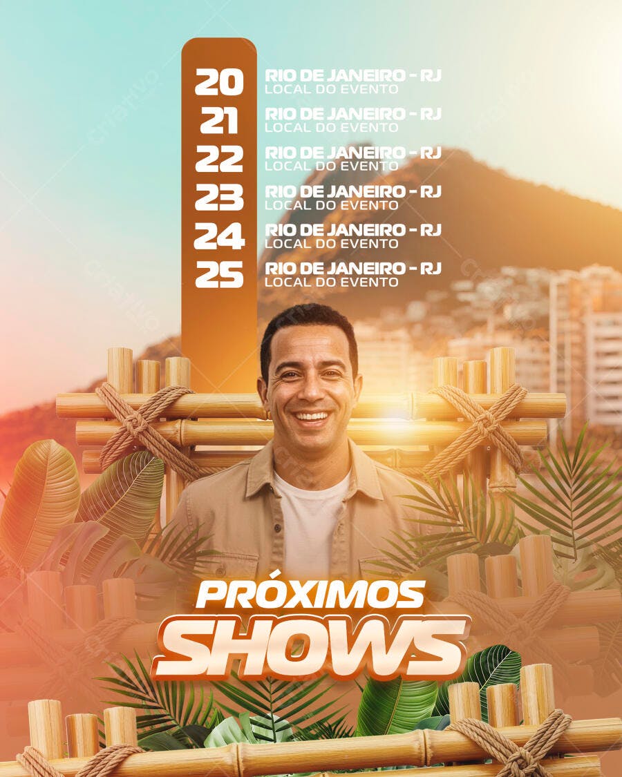 Flyer Próximos Shows no Rio de Janeiro PSD Editável
