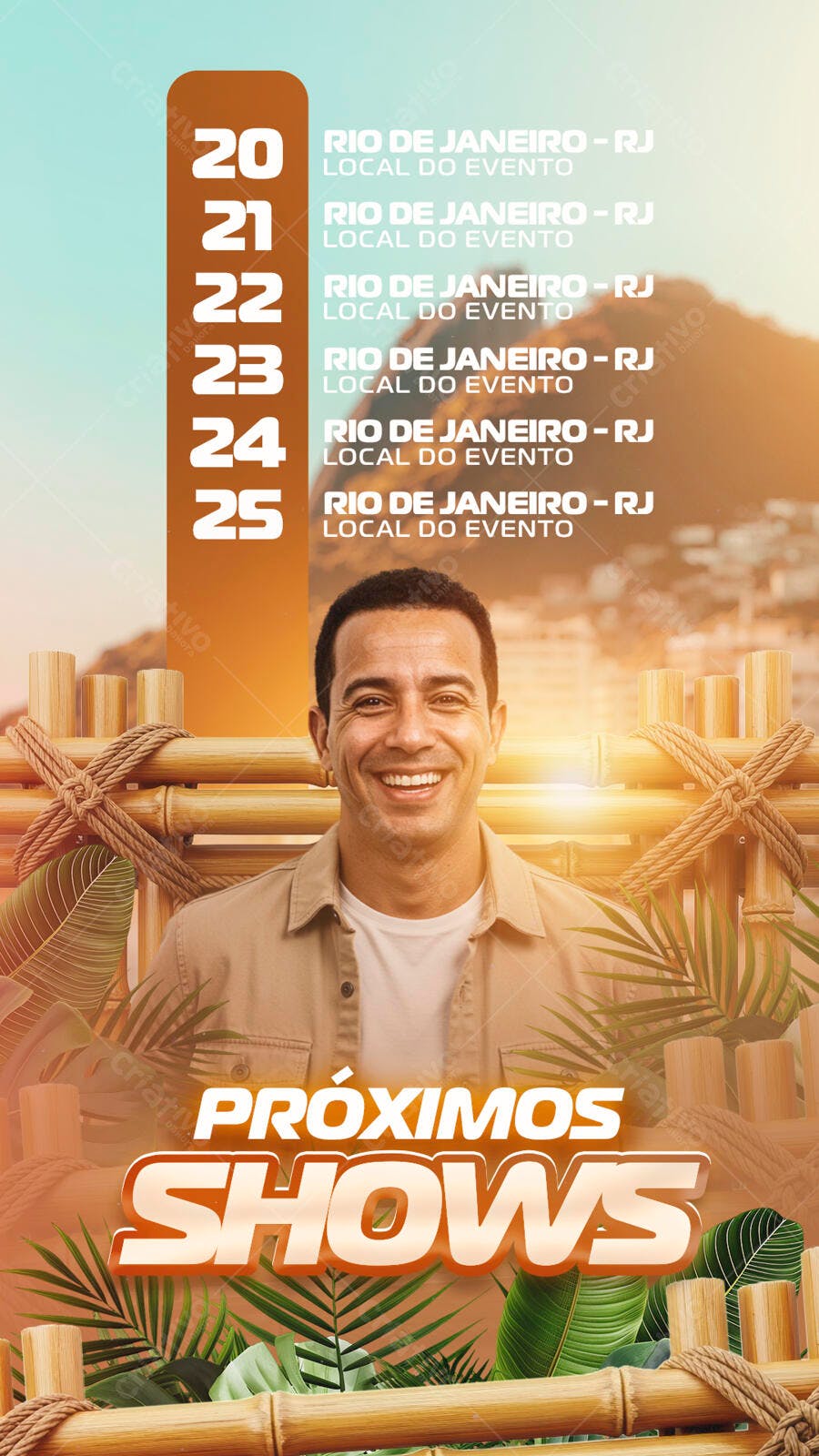 Flyer Tropical para Próximos Shows PSD Editável