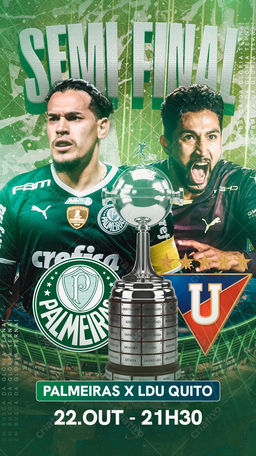 Flyer Esportivo Palmeiras x LDU Semifinal Libertadores PSD Editável