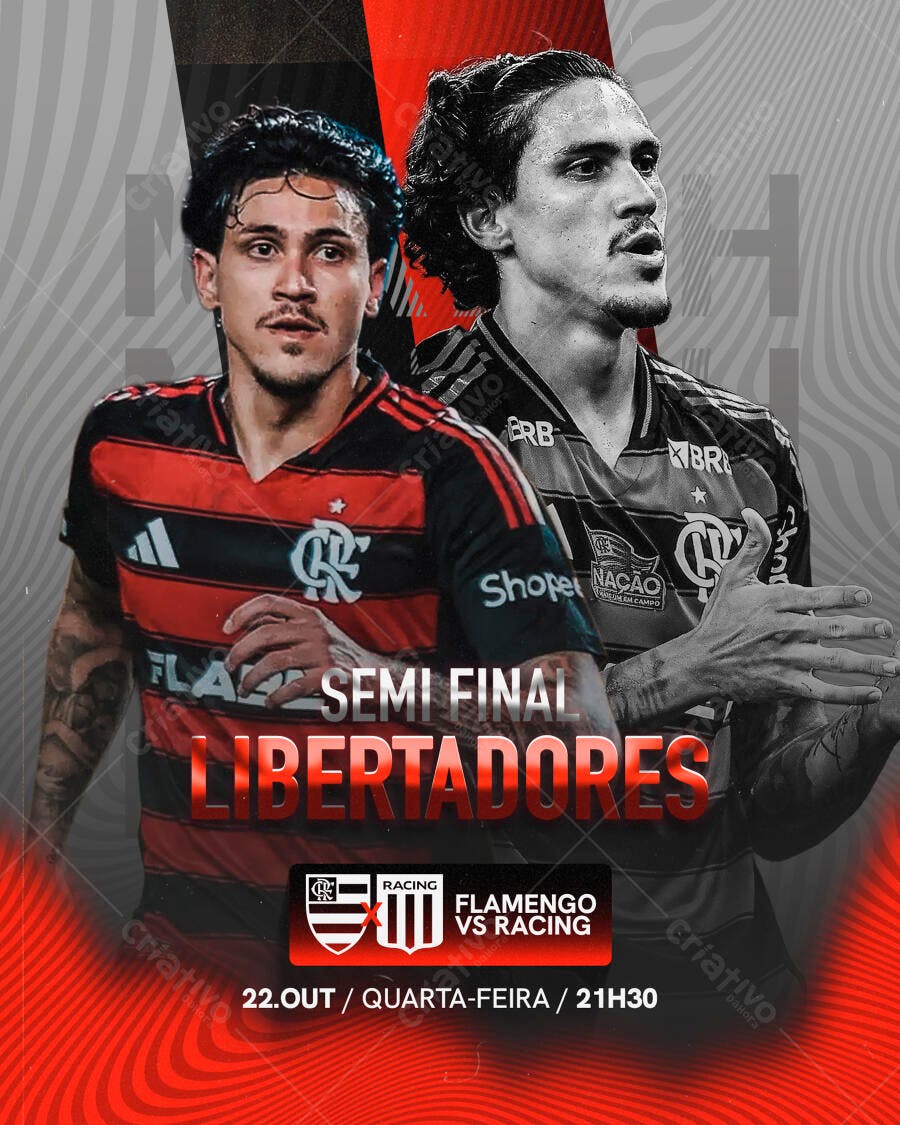 Flyer Semi Final Libertadores Flamengo Racing PSD Editável
