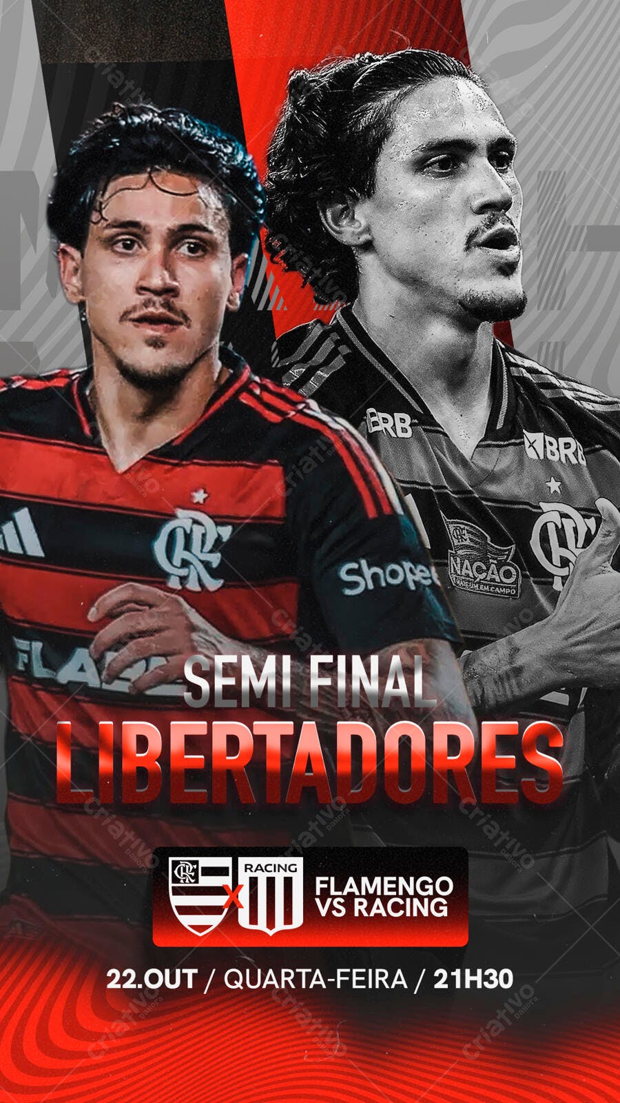 Flyer Semi Final Libertadores Flamengo vs Racing PSD Editável