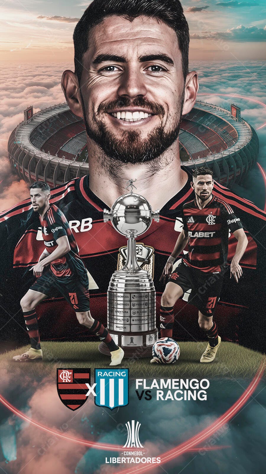 Flyer Jogo Flamengo vs Racing Libertadores PSD Editável