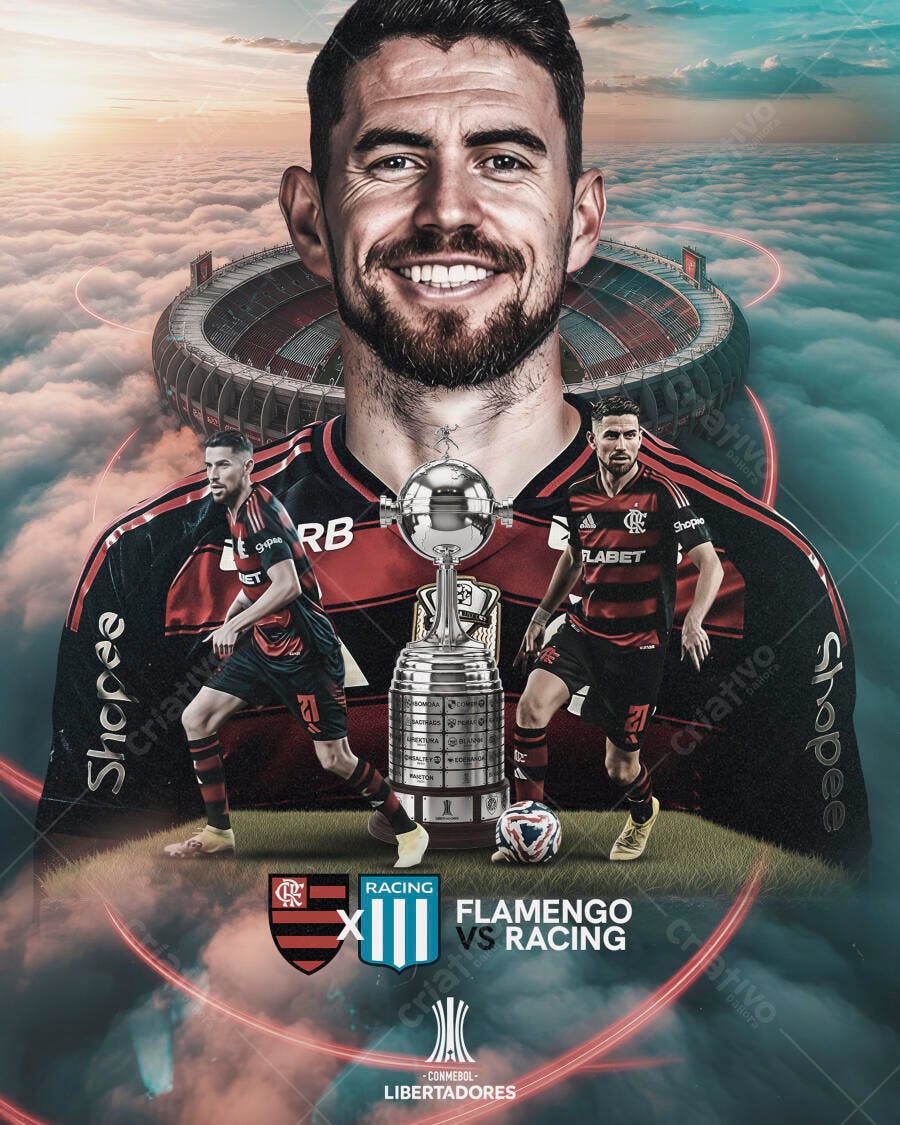 Flyer Jogo Flamengo vs Racing Libertadores PSD Editável