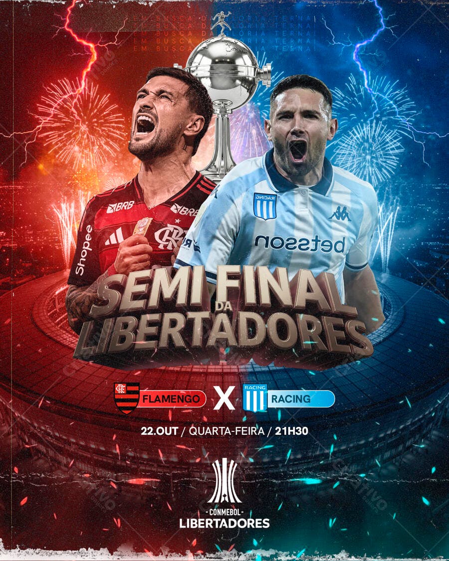 Flyer Semifinal Libertadores Flamengo Racing PSD Editável