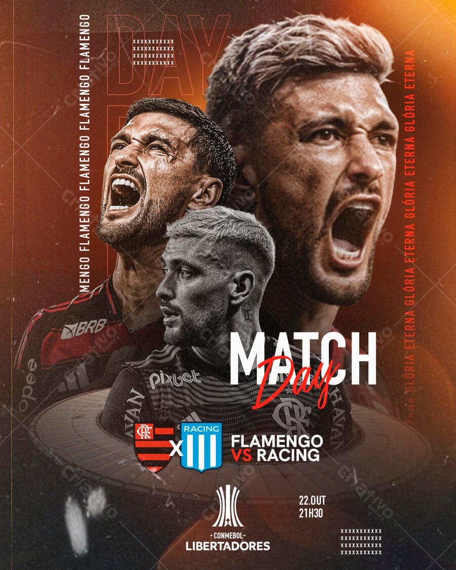 Flyer Jogo Flamengo vs Racing Libertadores PSD Editável