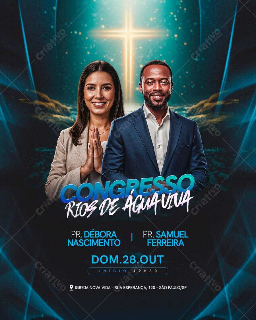 Flyer Congresso Rios de Água Viva Psd Editável