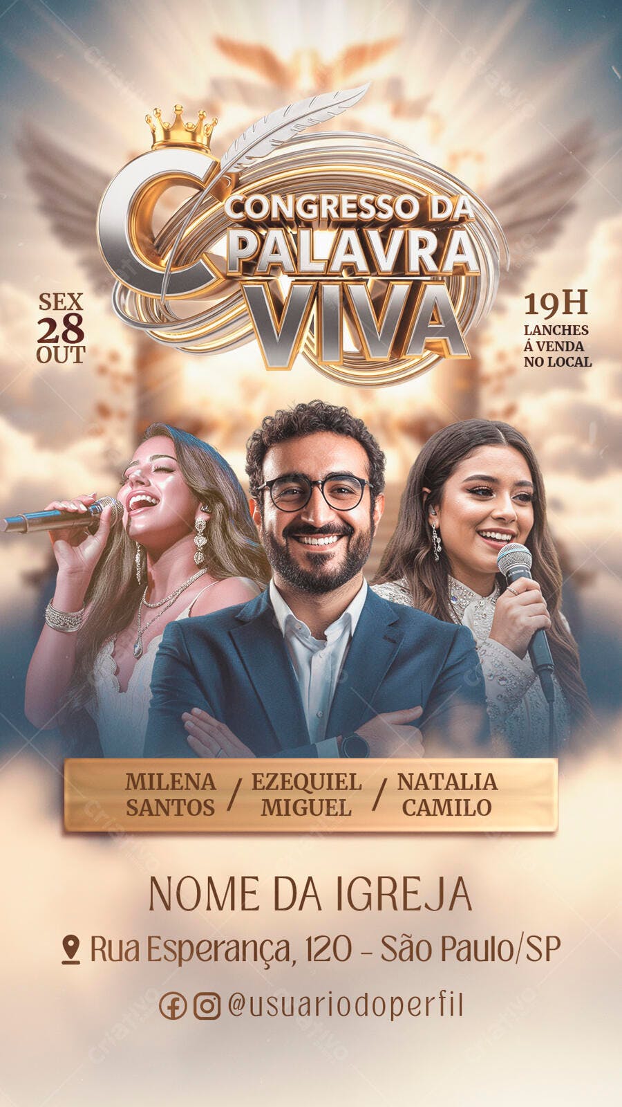 Flyer para Congresso da Palavra Viva com Pregadores PSD Editável