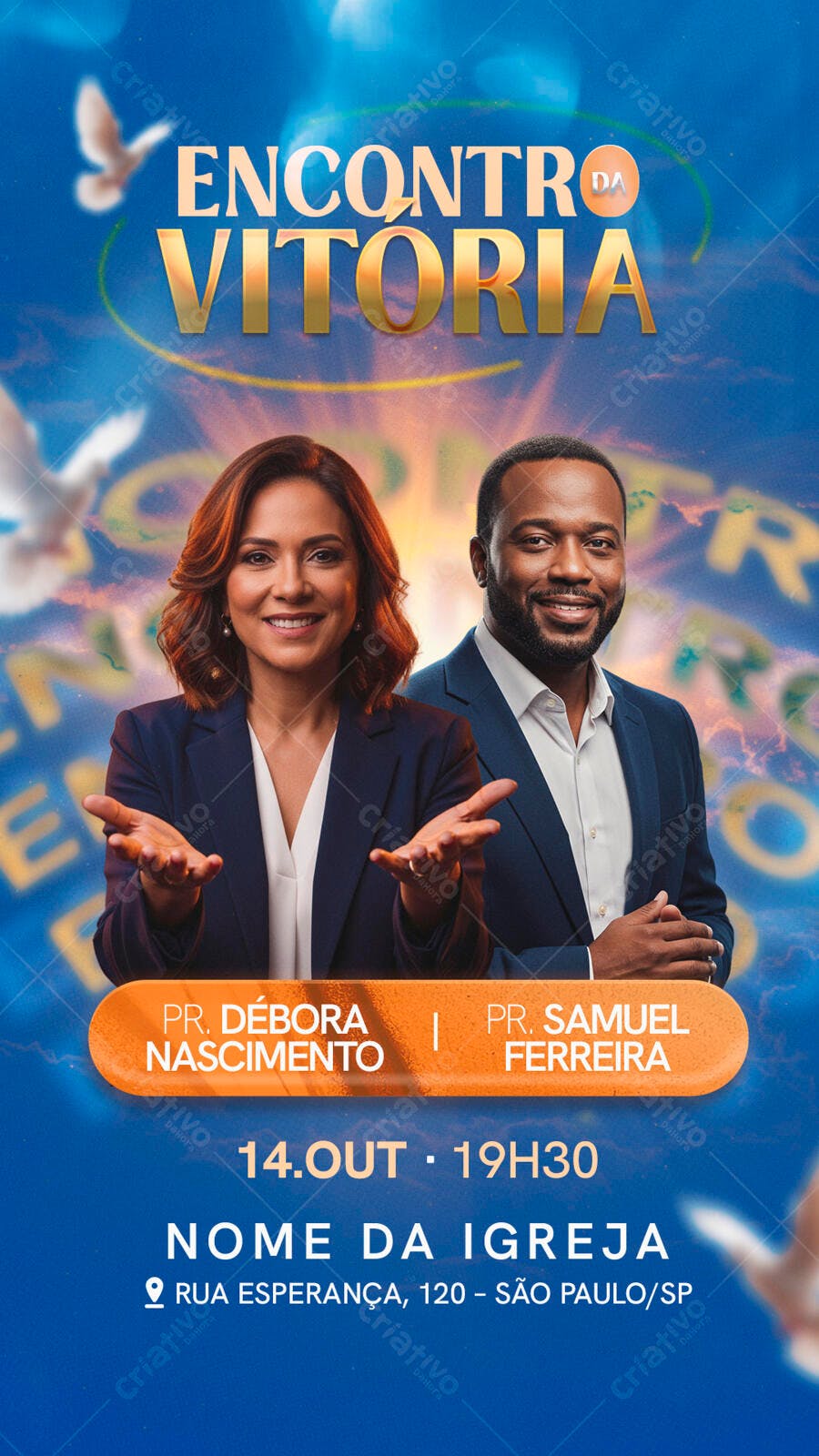 Flyer para Redes Sociais Encontro da Vitória com Pastores PSD Editável