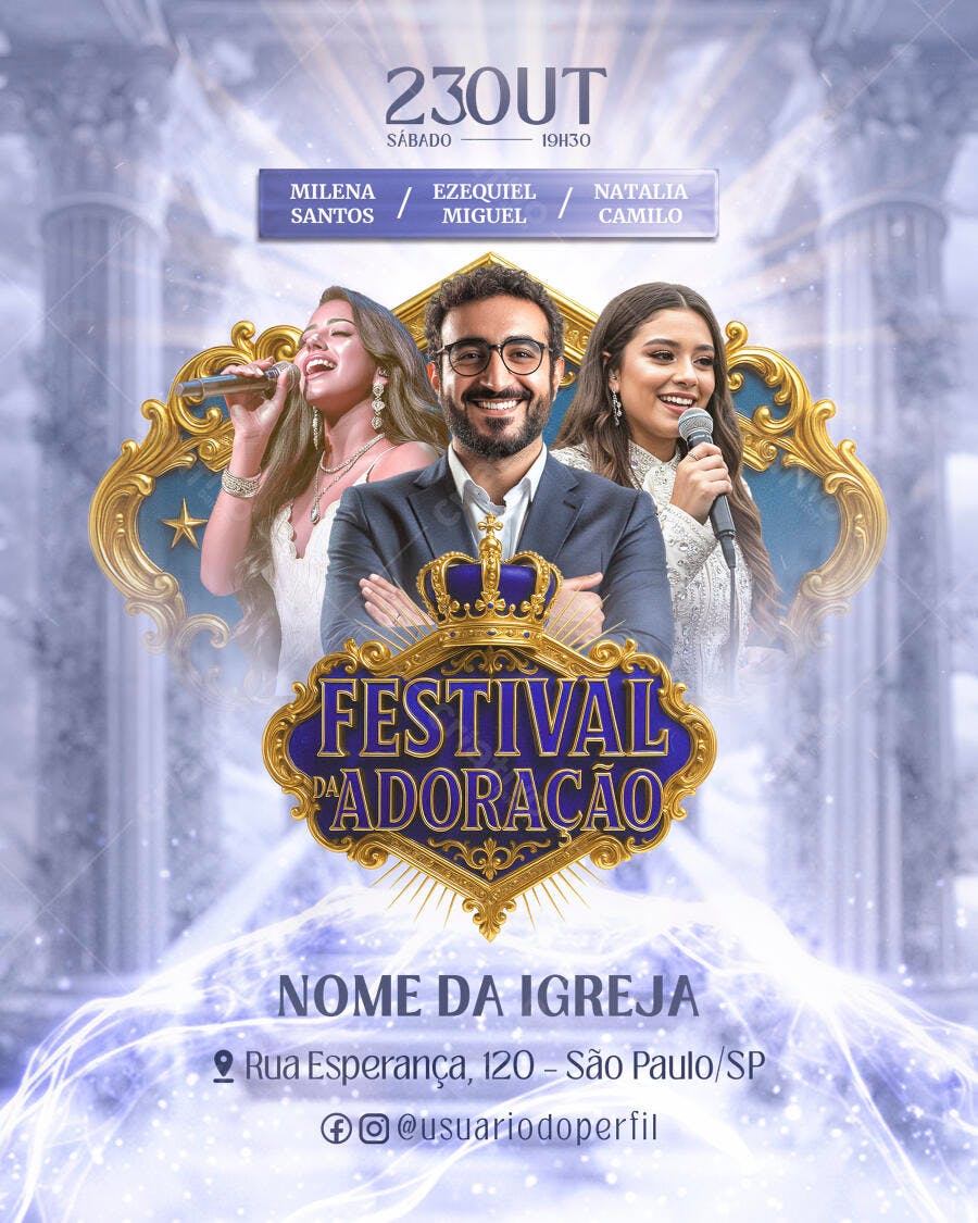 Flyer Festival Adoração com Cantores PSD Editável