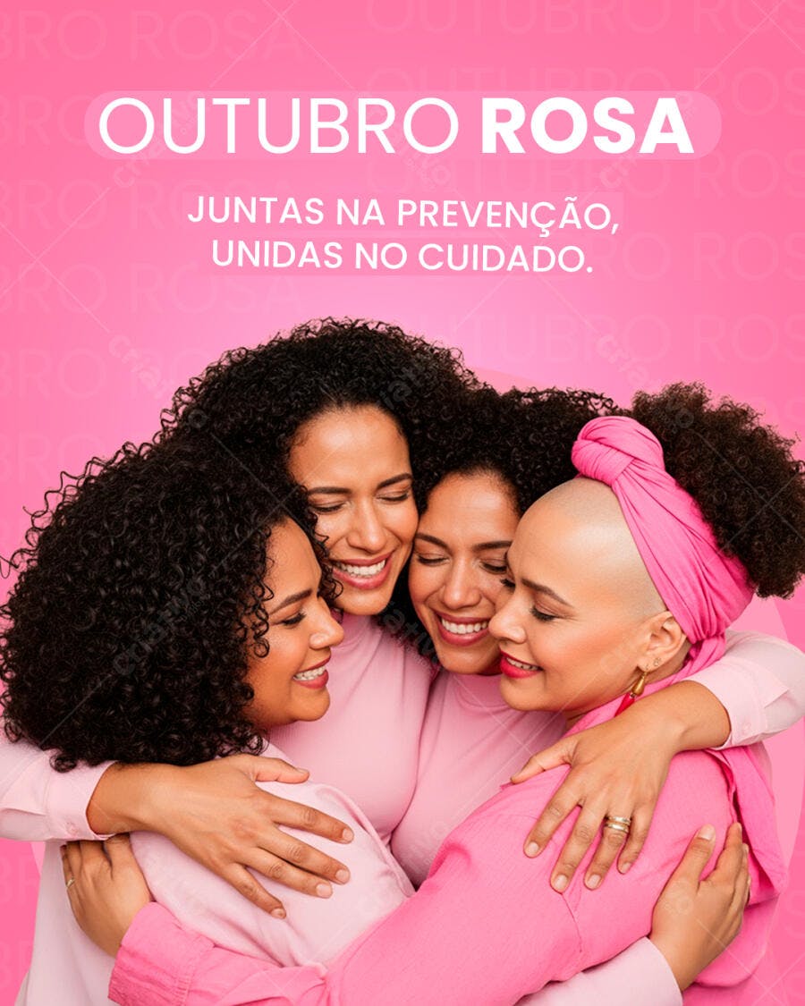 Flyer Outubro Rosa Juntas na Prevenção Unidas no Cuidado PSD Editável