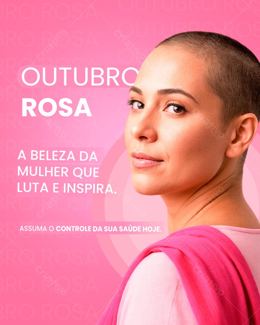 Flyer Outubro Rosa Conscientização Câncer de Mama PSD Editável
