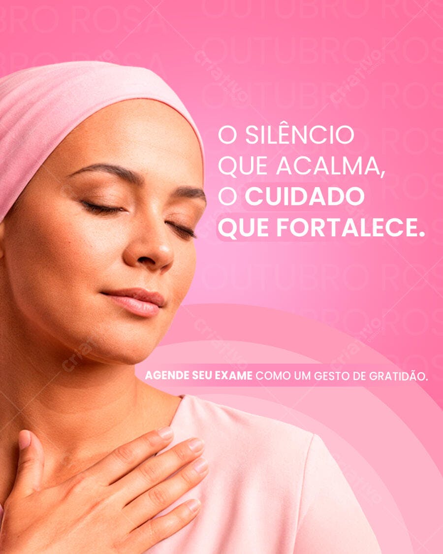 Flyer Outubro Rosa Prevenção Câncer de Mama PSD Editável