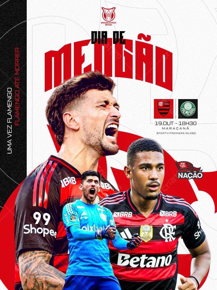Flyer Esportivo Dia de Mengão Brasileirão Betano PSD Editável