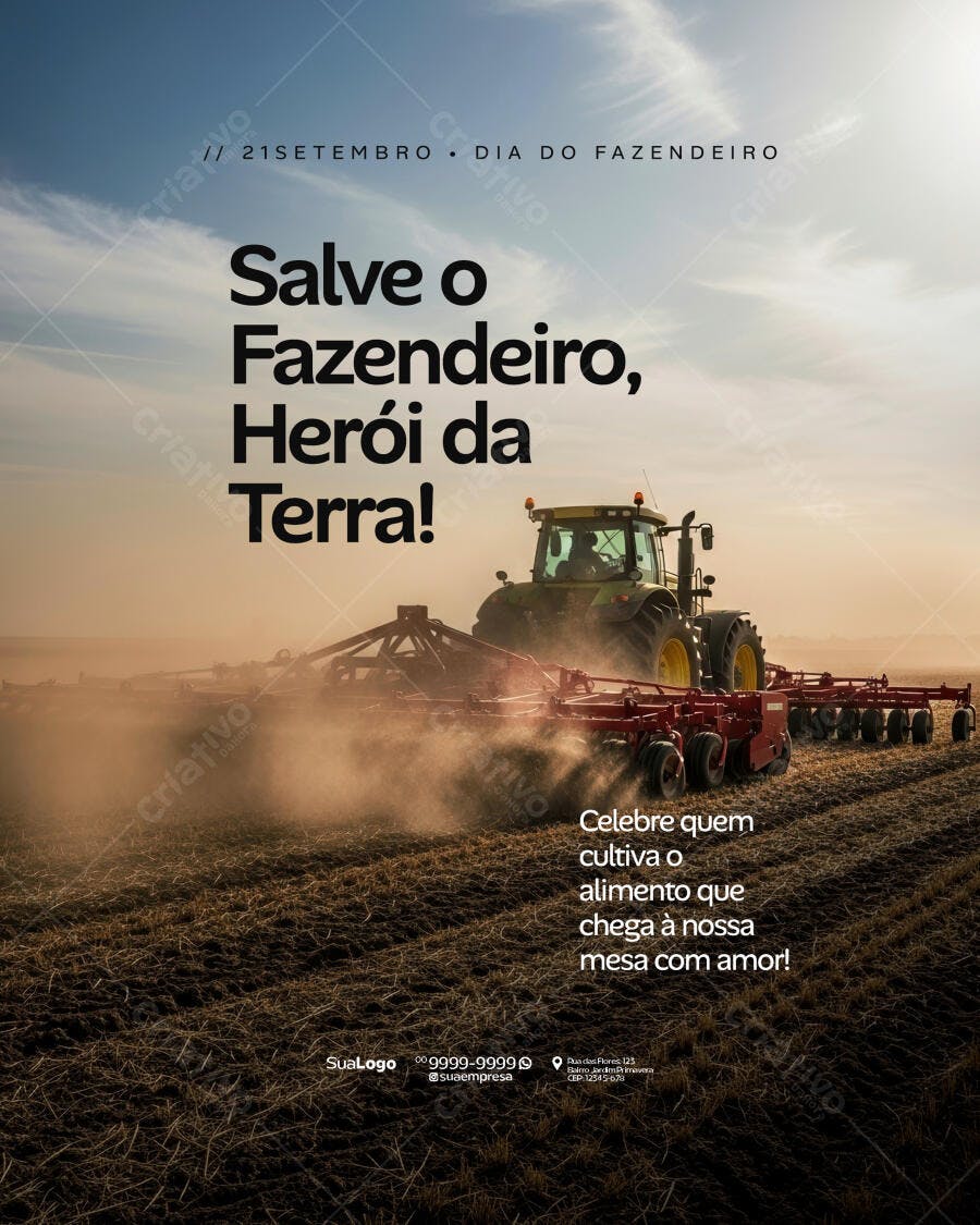 Flyer Dia do Fazendeiro 21 Setembro PSD Editável