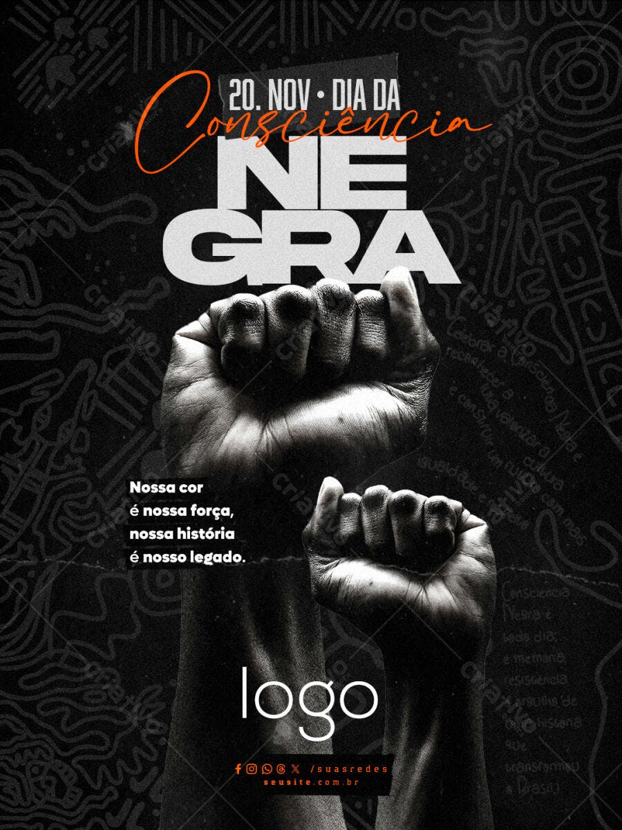 Post Redes Sociais Dia da Consciência Negra PSD Editável