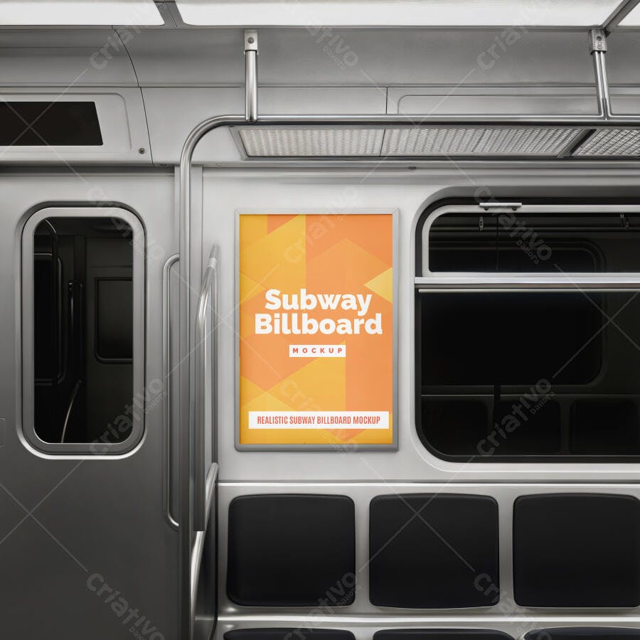Mockup de Anúncio de Metrô Realista Cinza Urbano para Publicidade Interna