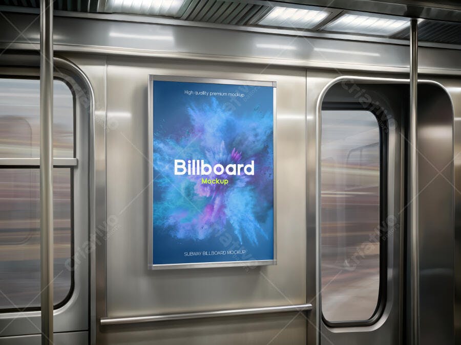 Mockup Outdoor em Metrô Urbano para Publicidade Realista
