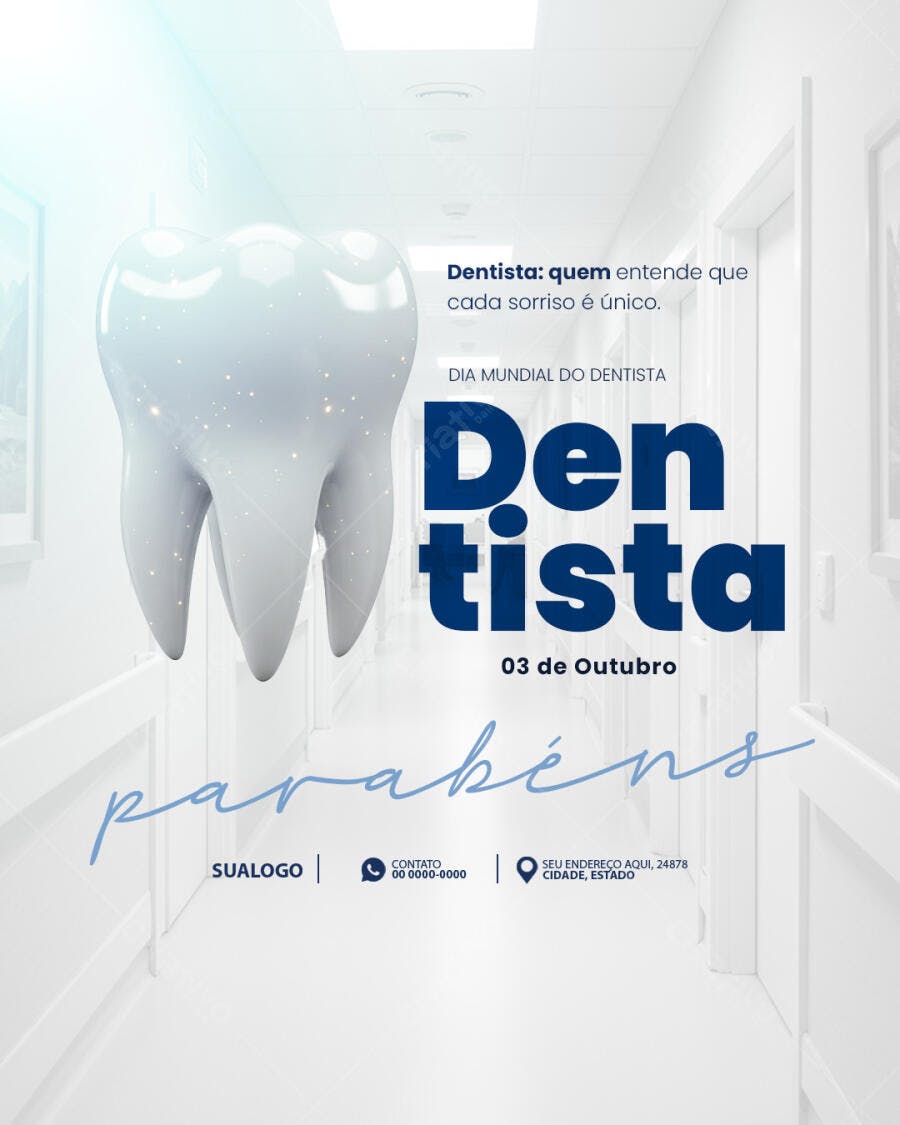 Flyer Dia Mundial do Dentista Odontologia PSD Editável