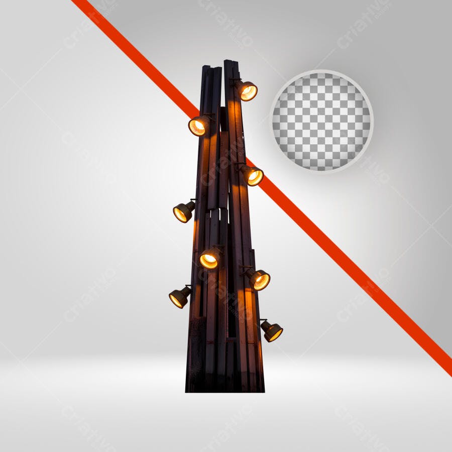 Luminária decorativa vertical com holofotes quentes PNG com fundo transparente