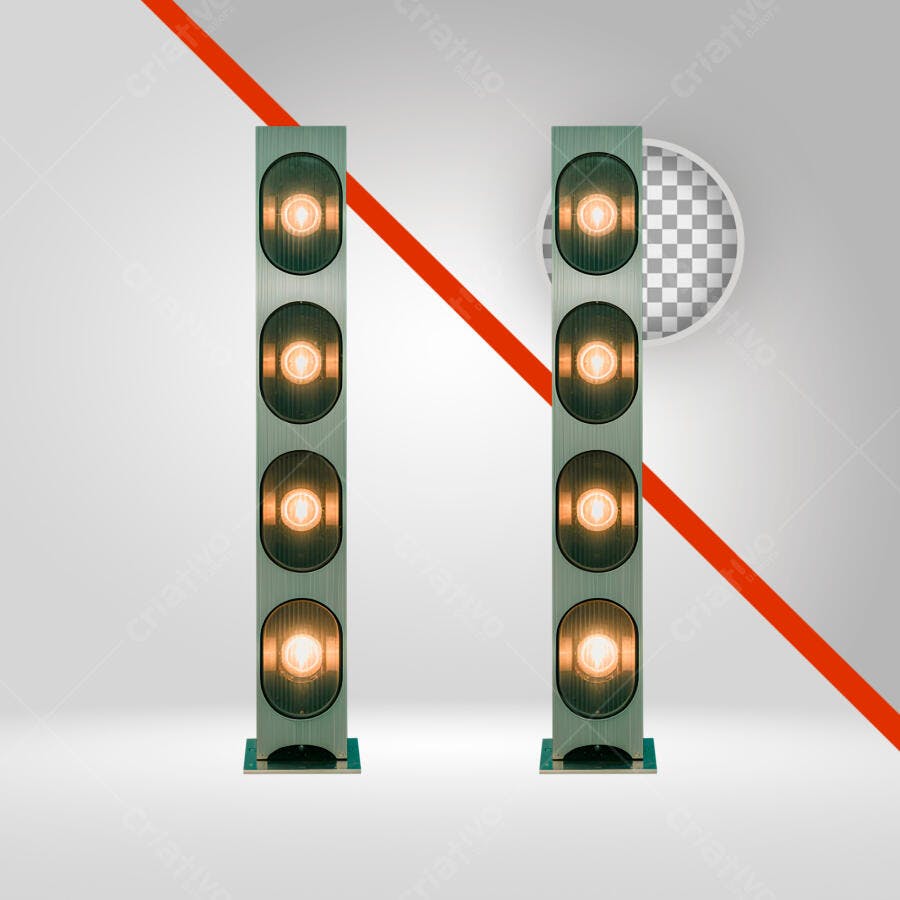 Elemento gráfico luminária de palco metálica verde com luzes quentes PNG com fundo transparente