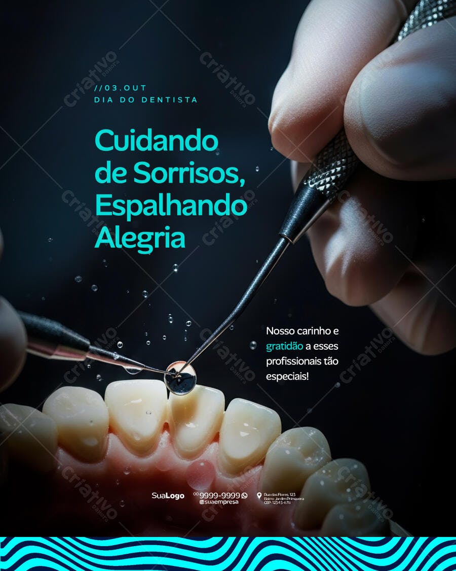 Flyer Dia do Dentista Cuidando Sorrisos PSD Editável