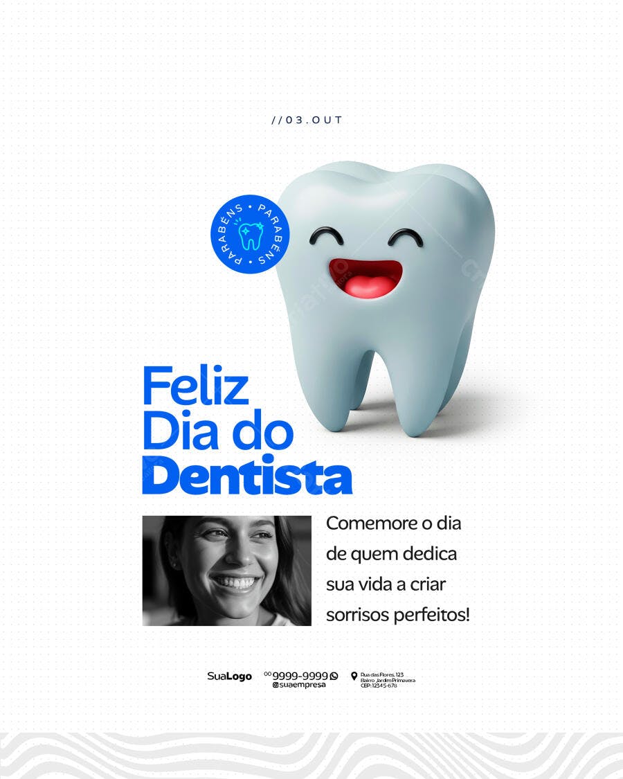 Flyer Dia do Dentista com Dente Sorridente Psd Editável