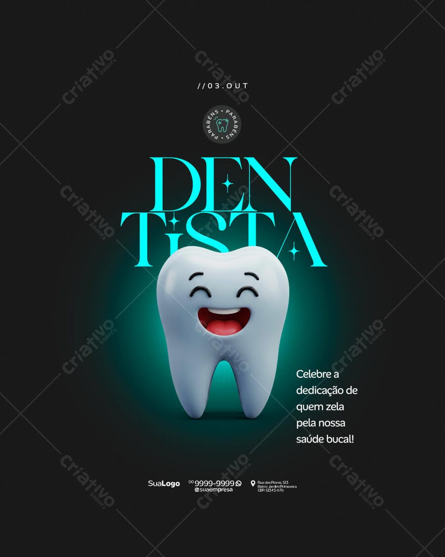 Flyer Dia do Dentista Saúde Bucal Psd Editável