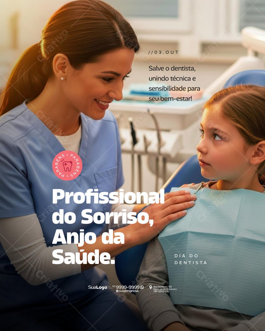 Flyer Dia do Dentista Profissional do Sorriso PSD Editável