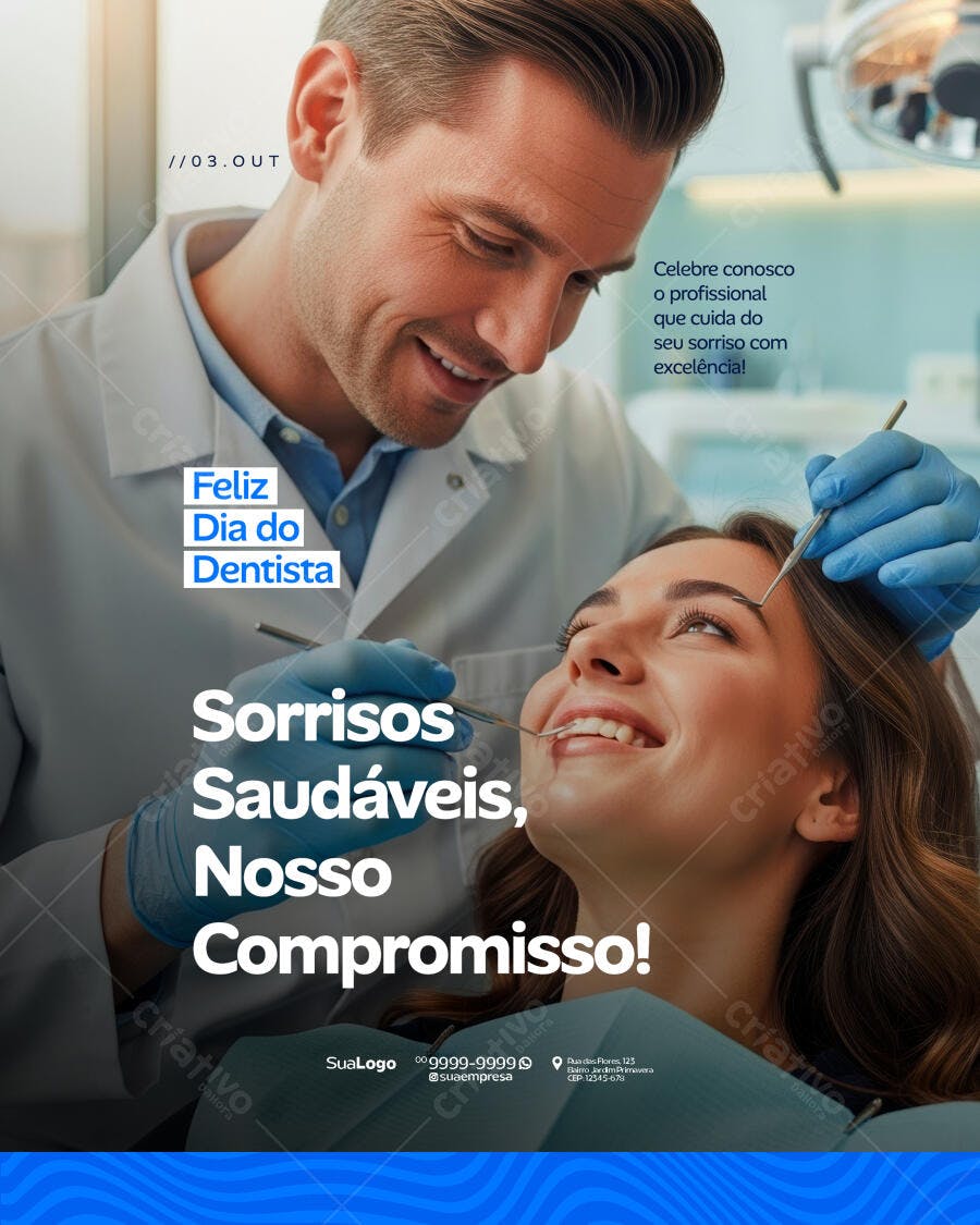 Flyer Dia do Dentista Sorrisos Saudáveis PSD Editável