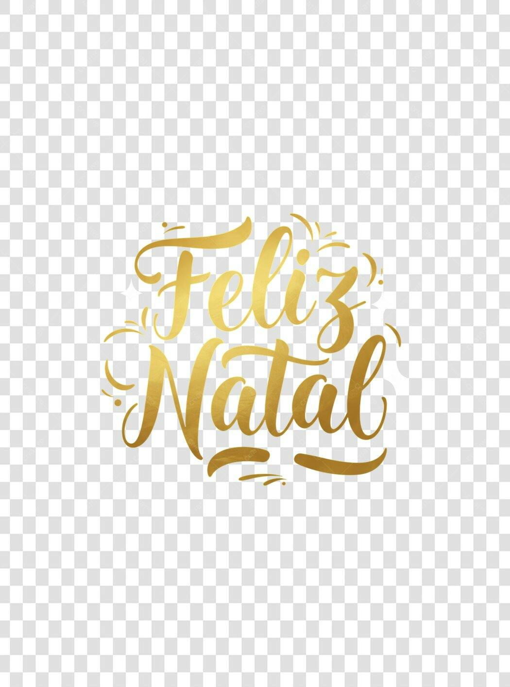 Texto decorativo Feliz Natal dourado elegante PNG com fundo transparente