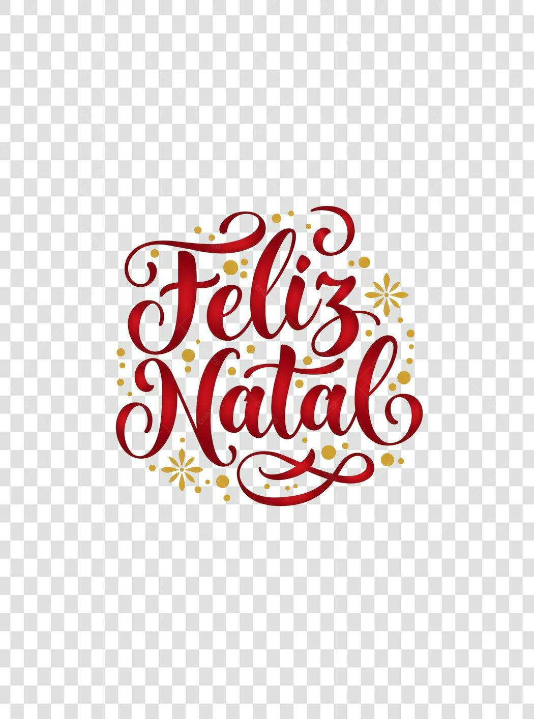 Saudação Feliz Natal Caligráfica Vermelha e Dourada PNG com fundo transparente