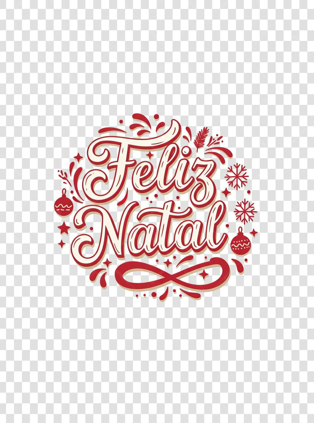 Mensagem Natalina Feliz Natal Vermelho e Creme PNG com fundo transparente
