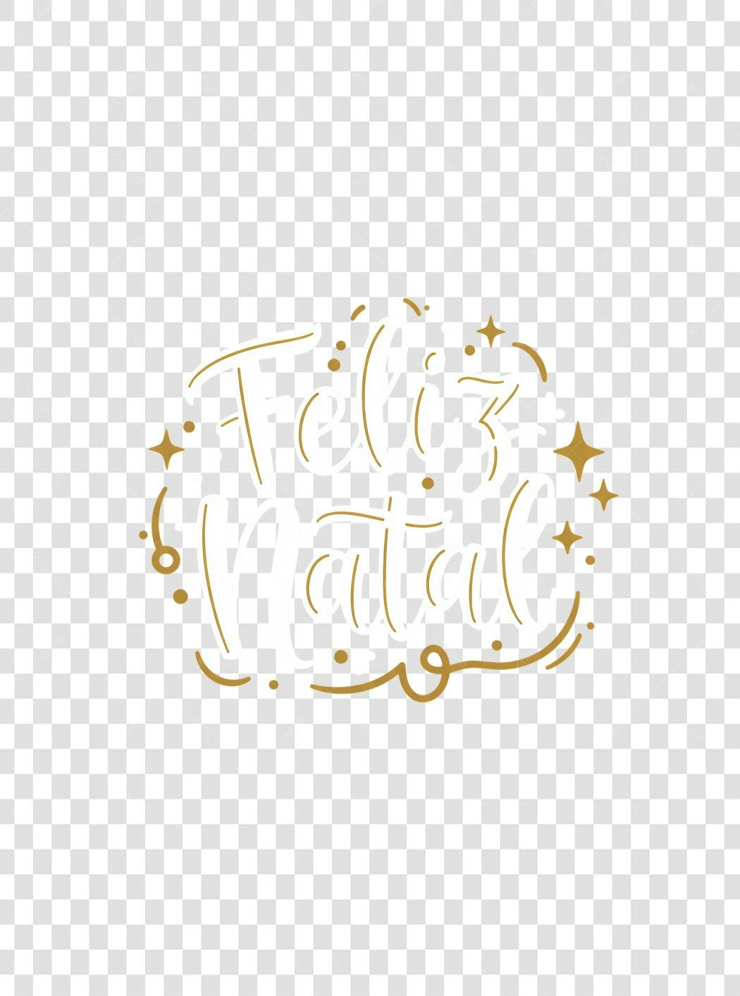 Lettering Feliz Natal Dourado e Branco para Cartões e Redes Sociais PNG com fundo transparente