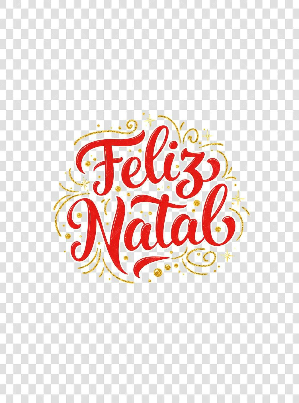 Saudação Feliz Natal Lettering Vermelho Dourado Brilho PNG com fundo transparente