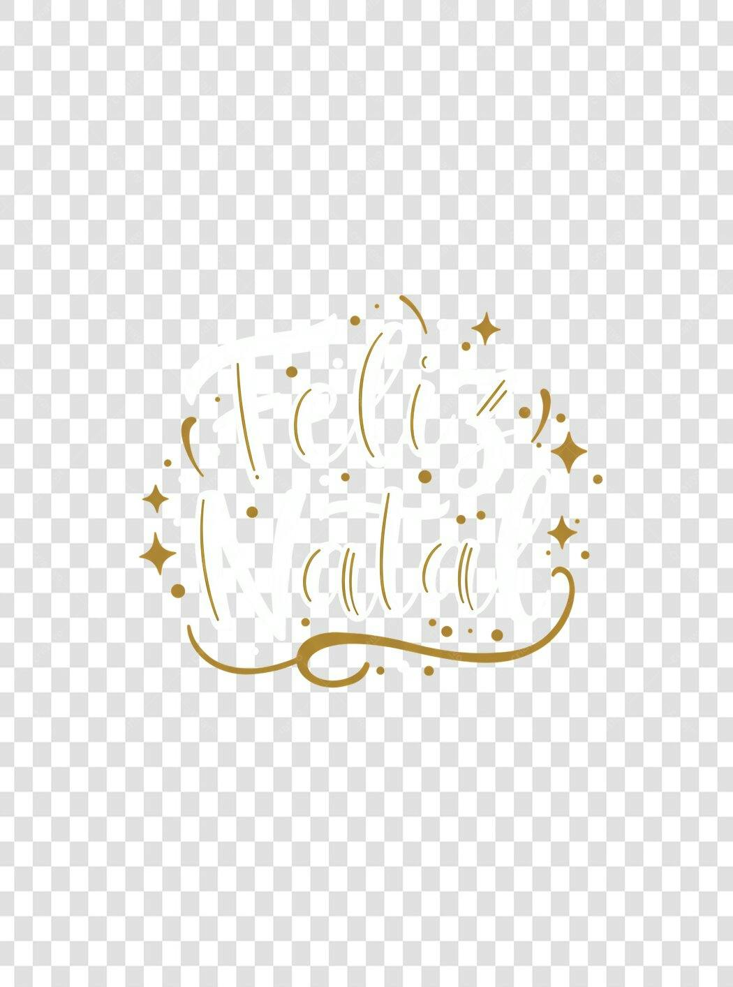 Letreiro Caligrafia Feliz Natal Dourado e Branco PNG com fundo transparente