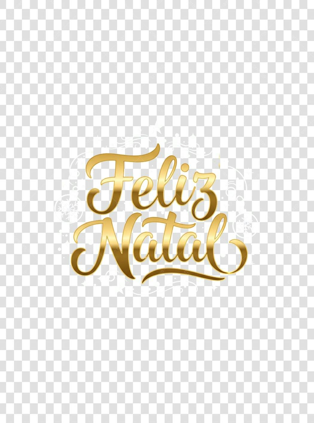 Letreiro Feliz Natal Dourado Caligráfico PNG com fundo transparente