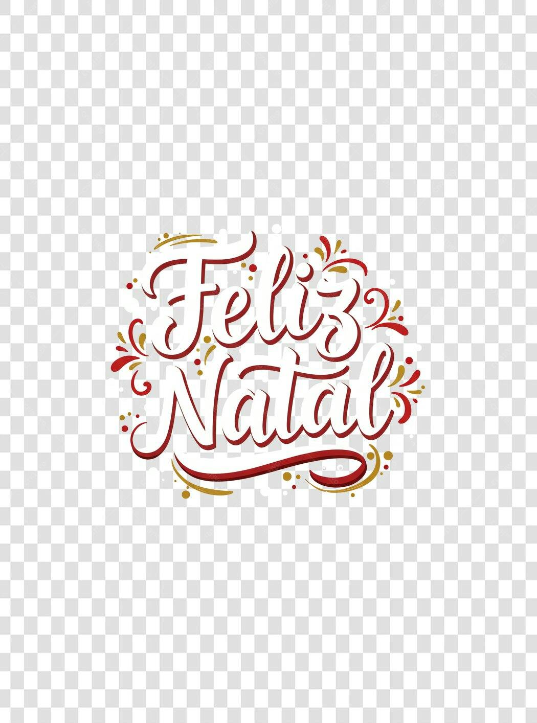 Lettering Feliz Natal Vermelho e Dourado PNG com fundo transparente