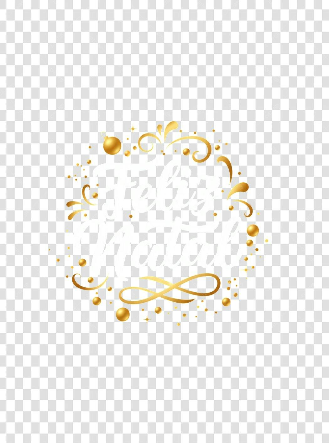 Selo Decorativo Feliz Natal Dourado Branco PNG com fundo transparente
