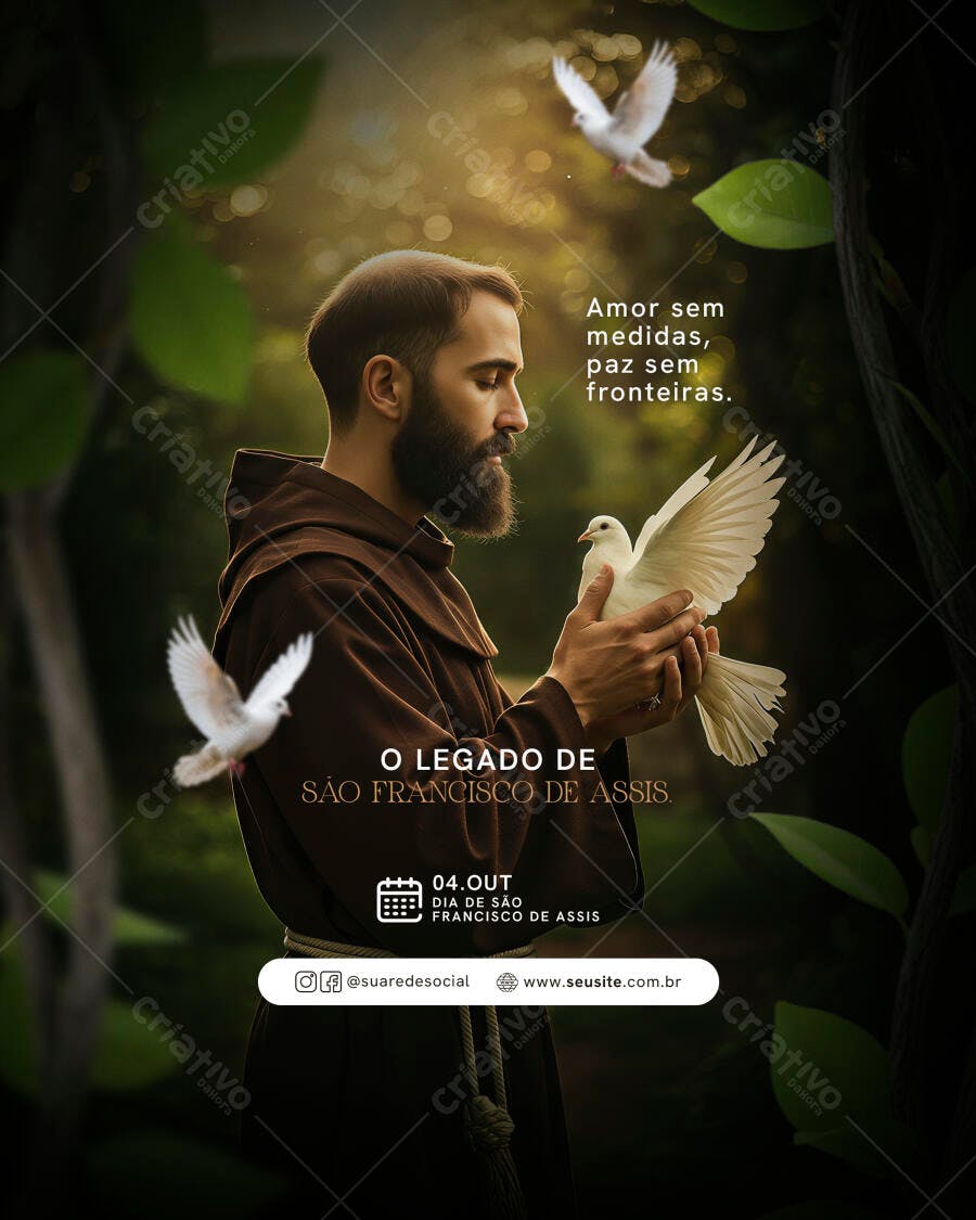 Flyer para Dia de São Francisco de Assis PSD Editável